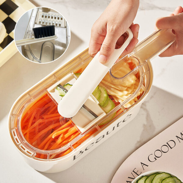 New Multifunction Vegetable Cutter With Basket And Brush Portable Slicer Chopper Kitchen Tools - Image 6